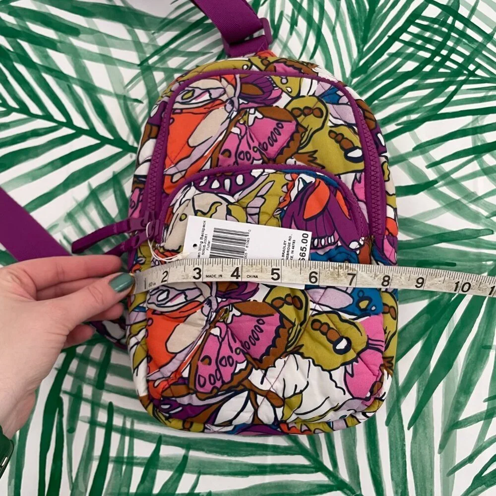 Vera Bradley Lorman Nylon Sling Backpack in Flutter Butterfly Purple